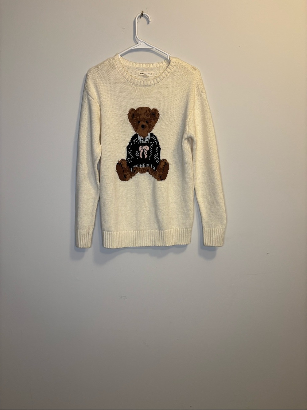 Cream Teddy Bear Knit Sweater